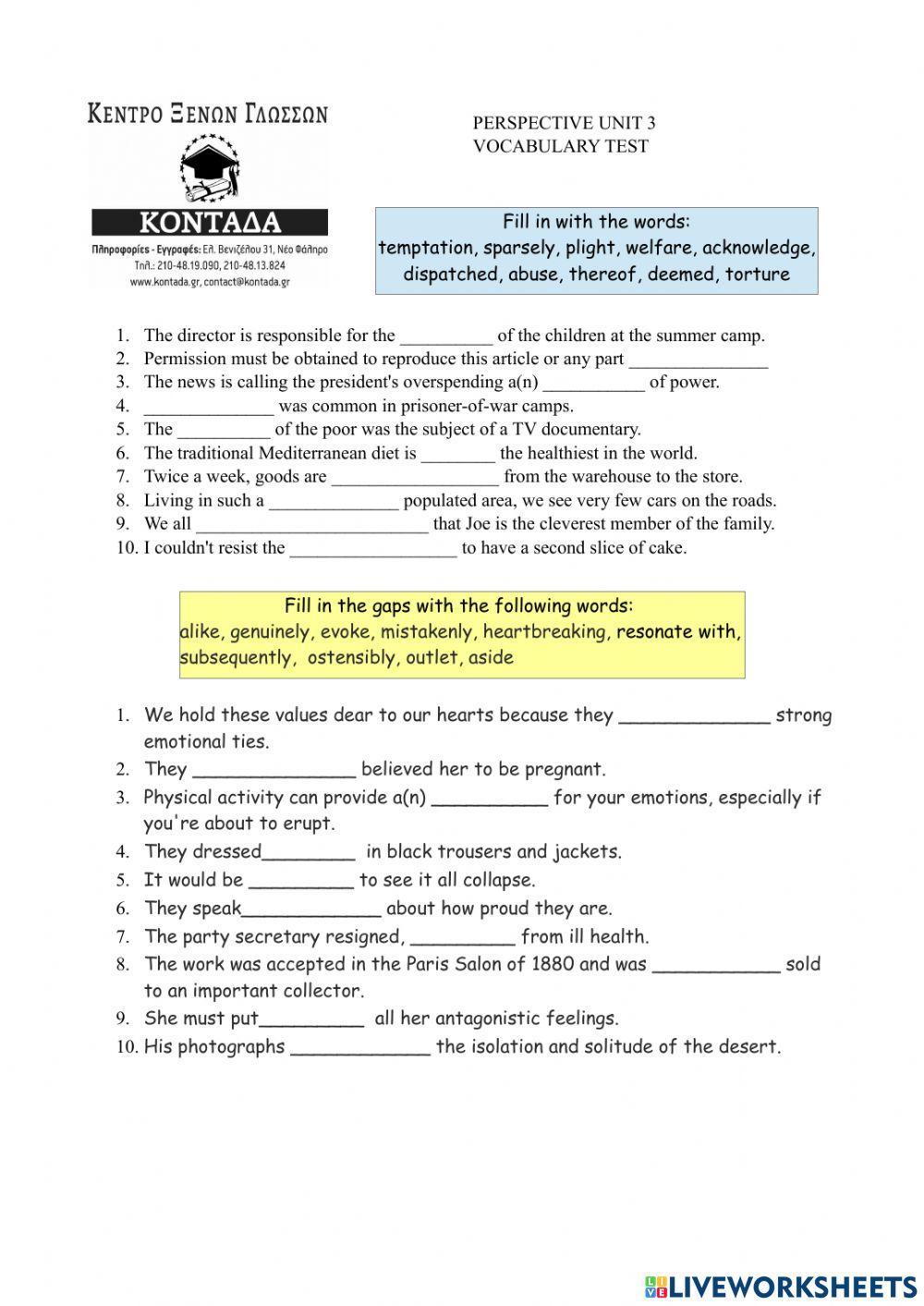 C2 ESL worksheets
