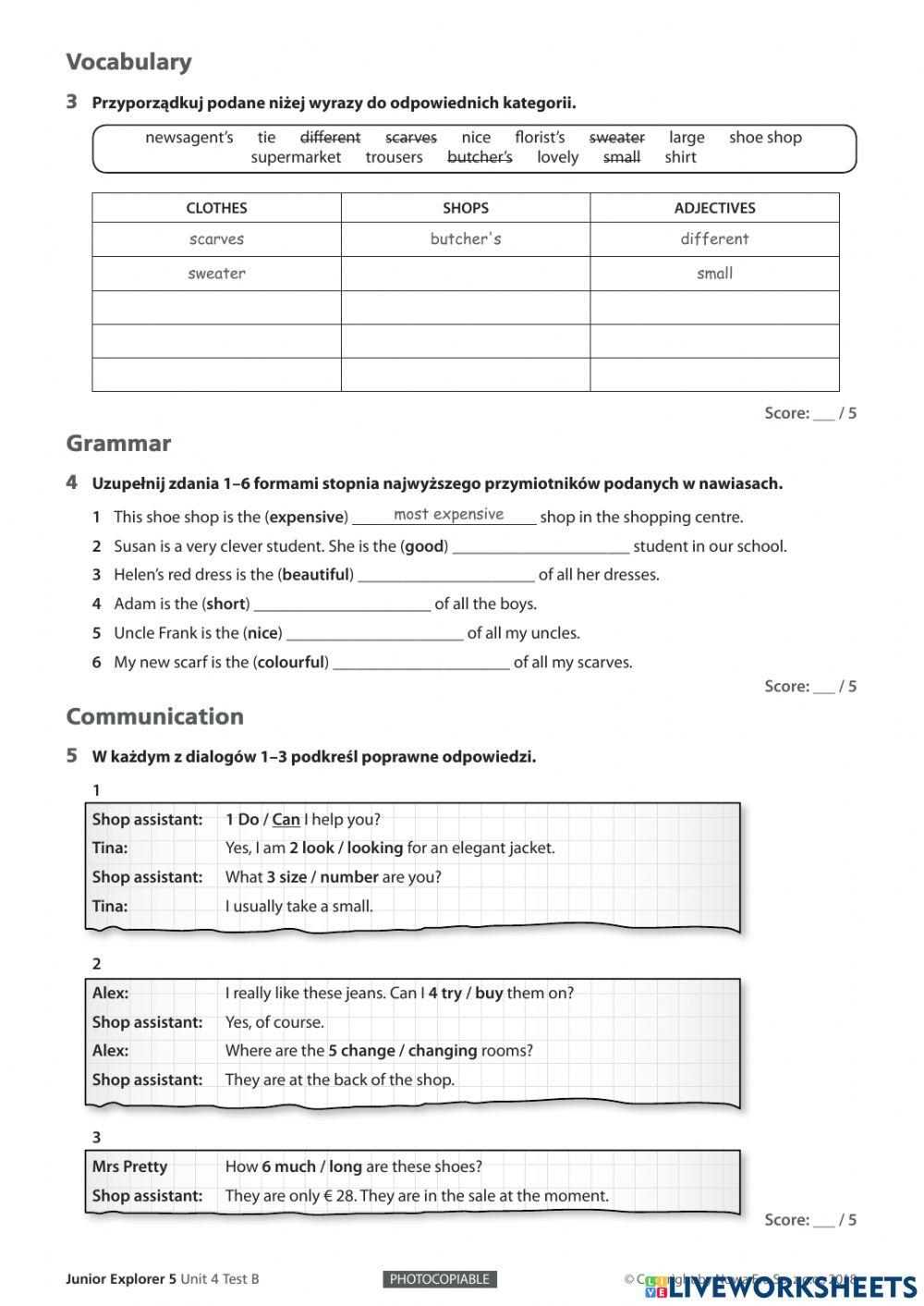 Junior Explorer 5 Unit 1 4720613 | Junior Explorer 5 unit 4 test | Anna