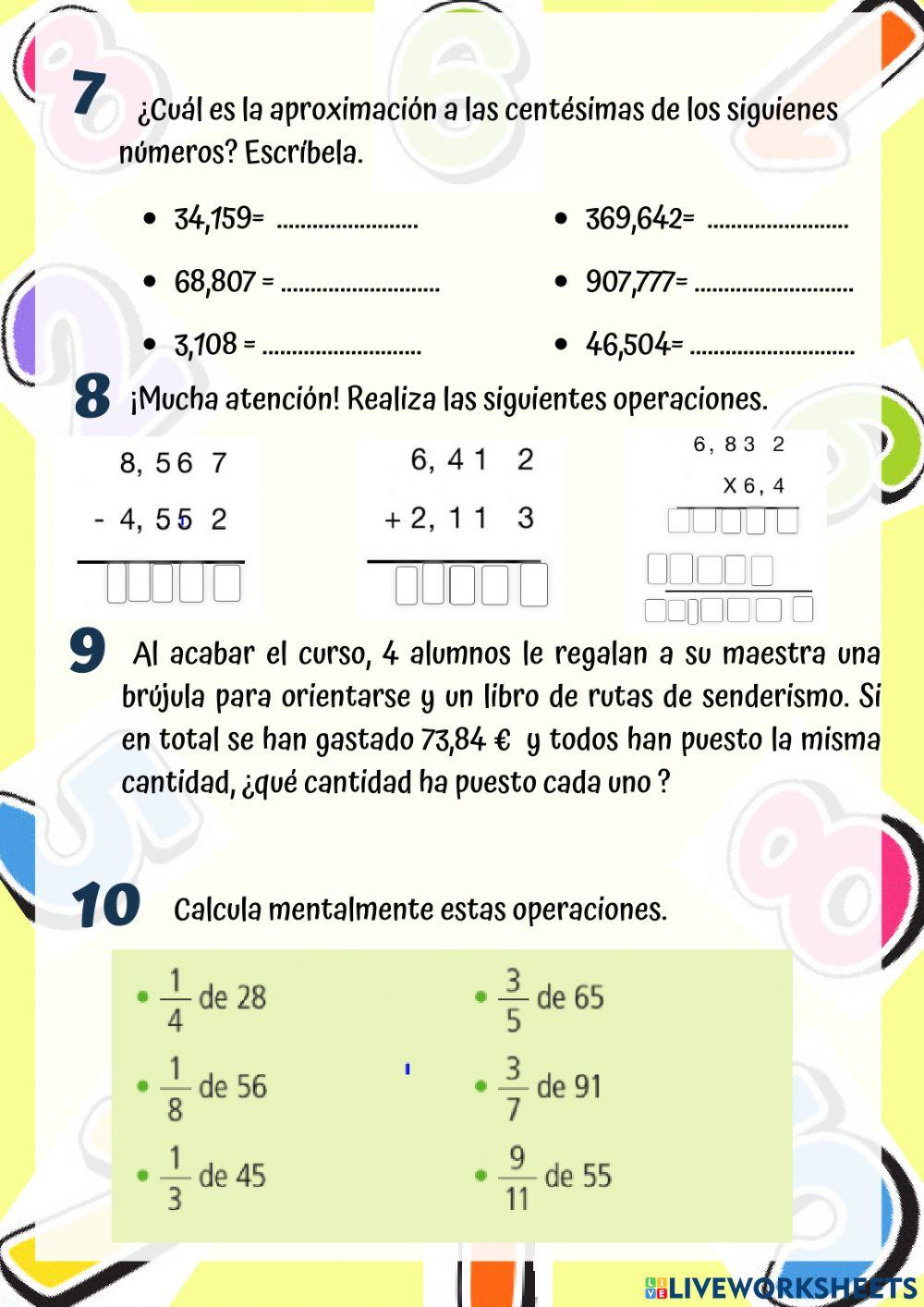 ¡Repasando todo! U5 Números decimales