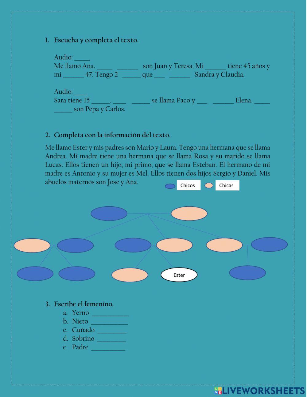 Familia y determinantes posesivos