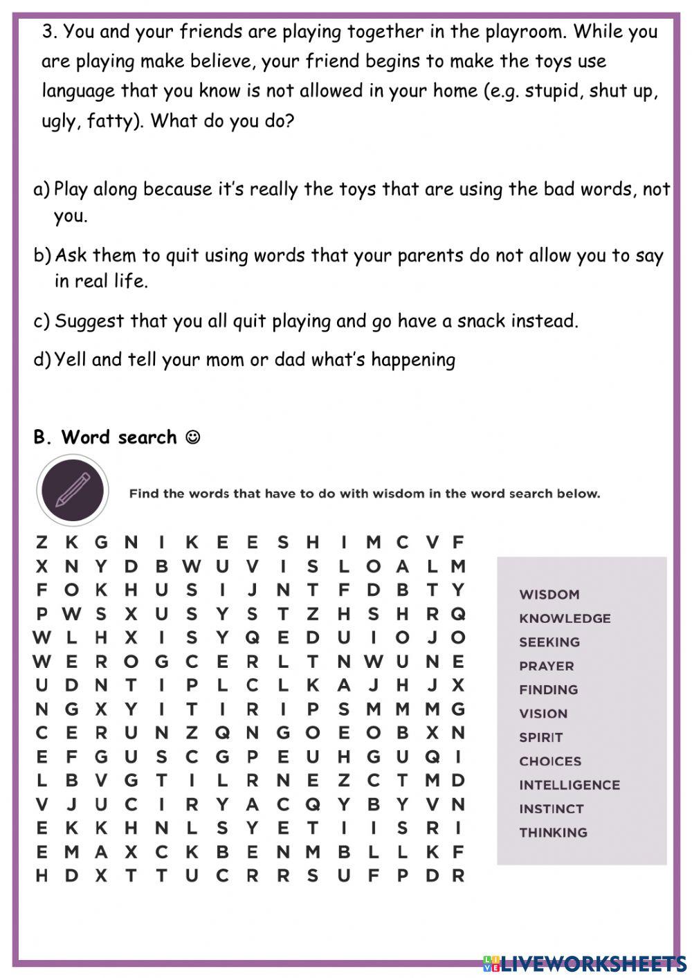 Discernment 711408 Sri Silalahi Live Worksheets