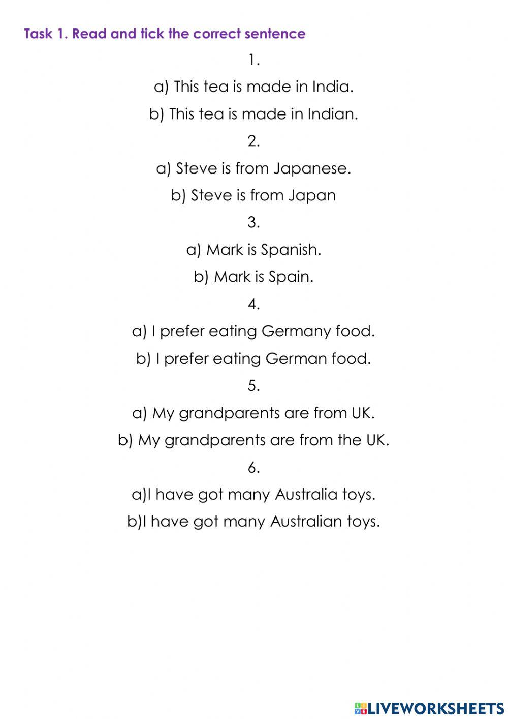 Countries and Nationalities