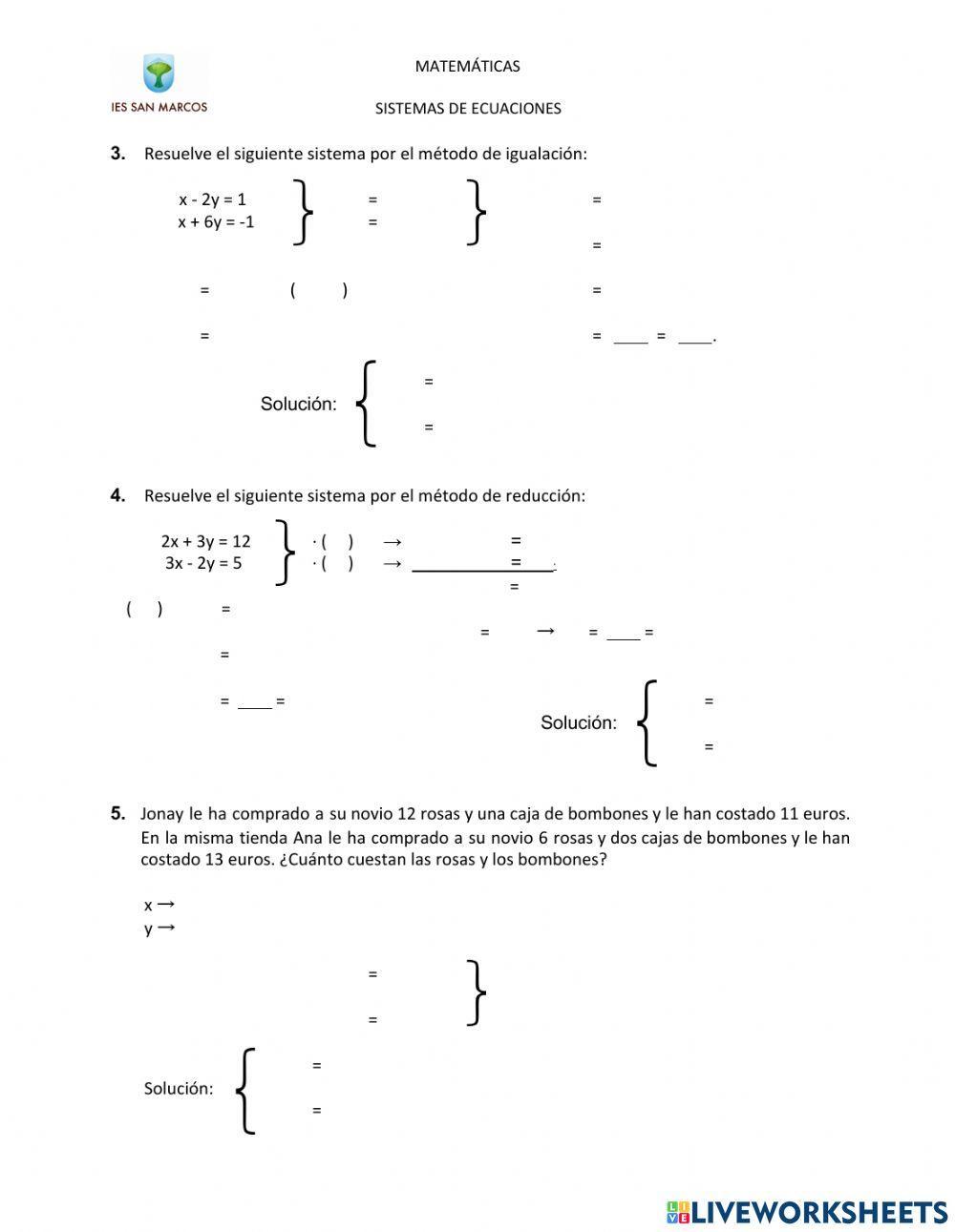 Sistemas de ecuaciones
