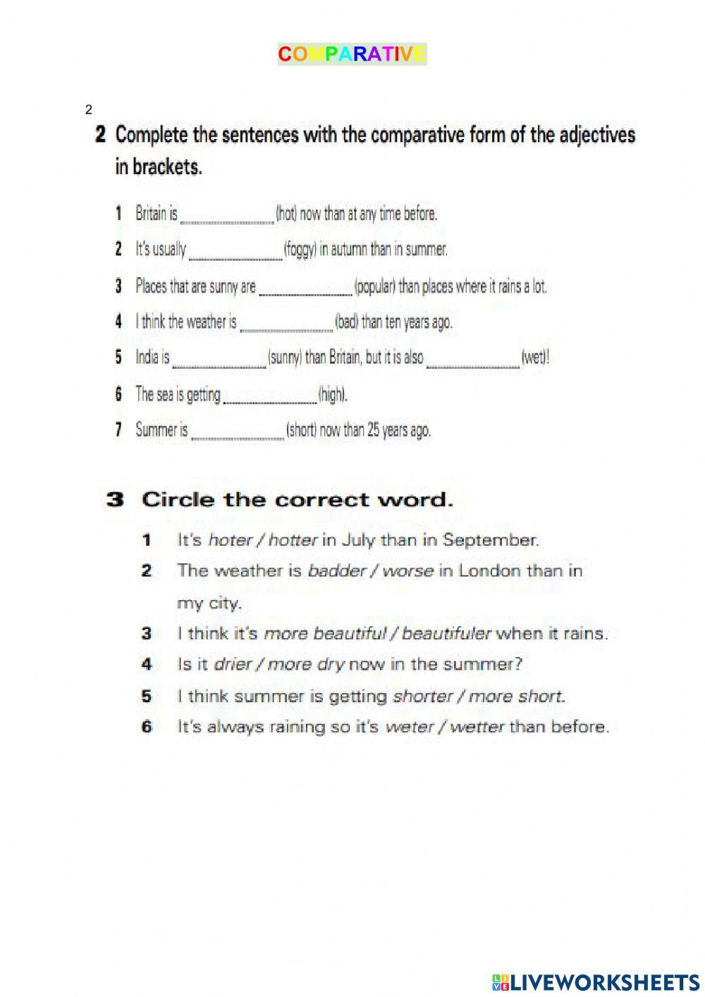 Comparative adjectives