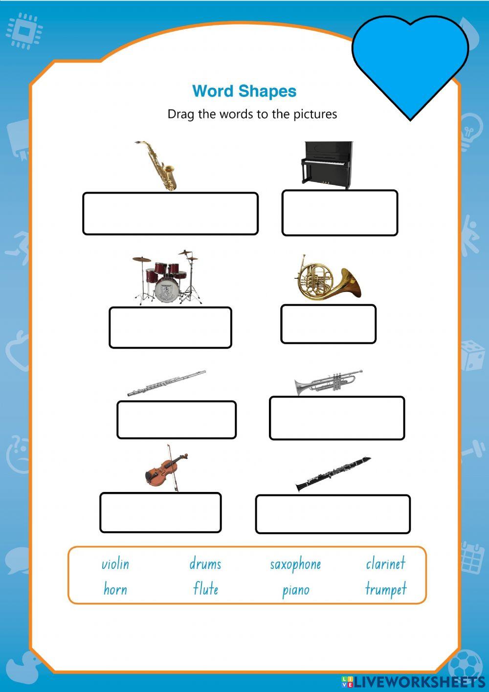 Music Instruments 2 worksheet | Live Worksheets