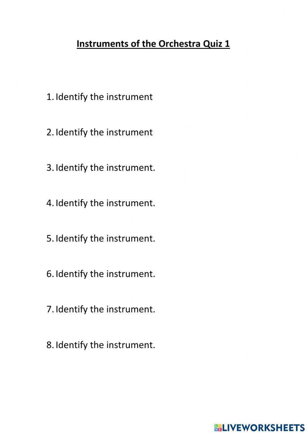 Instruments of the Orchestra Quiz 1