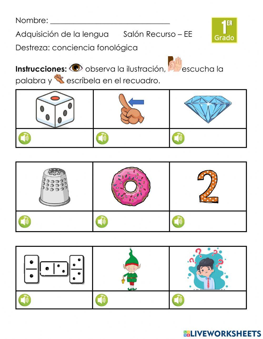 Vocabulario silabad Dd