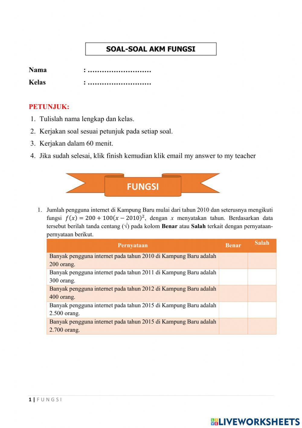 Soal AKM Fungsi worksheet Live Worksheets Soal AKM Fungsi worksheet Live Worksheets