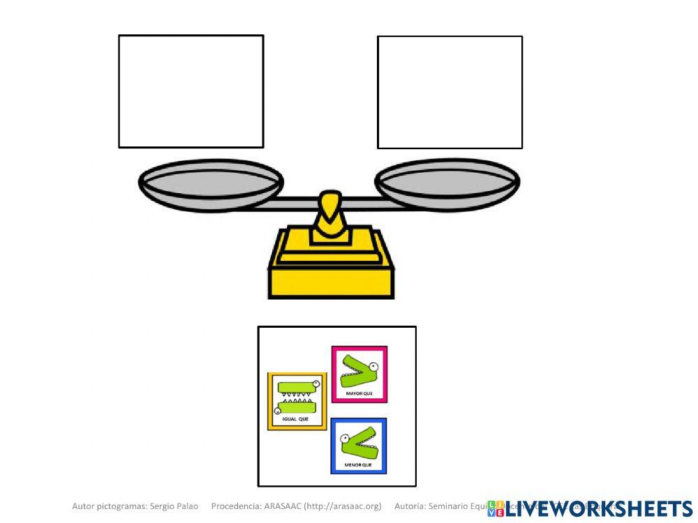 Material Teacch concepto mayor-menor-igual iii