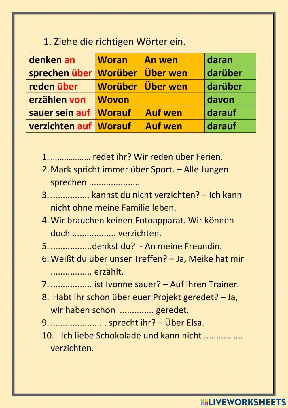 Fragewörter mit Prepositionen