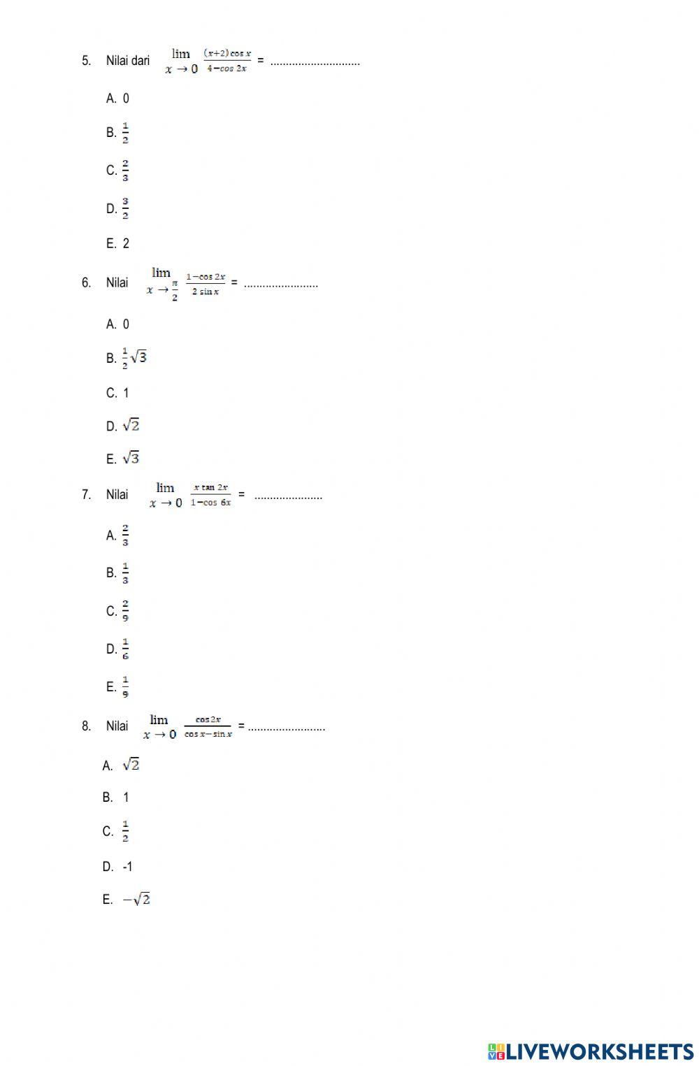 LIMIT FUNGSI TRIGONOMETRI