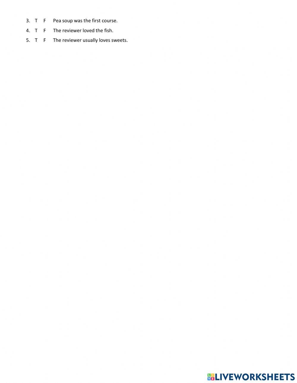 La comida y los objetos directos