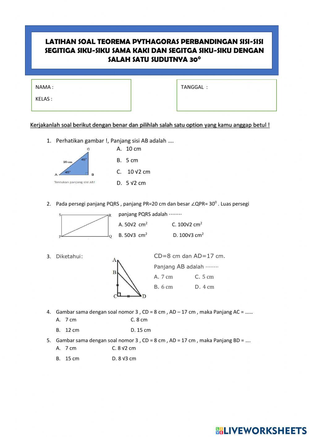 Latihan soal segitiga istimewa
