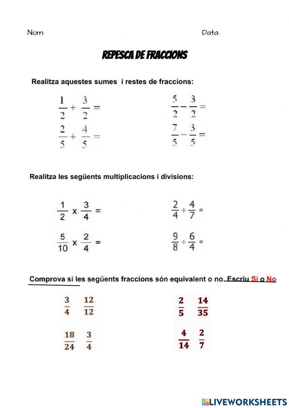 Operacions amb fraccions
