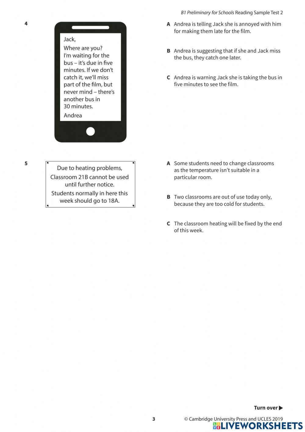 PET FS READING TEST 2 (PARTS 1-3)