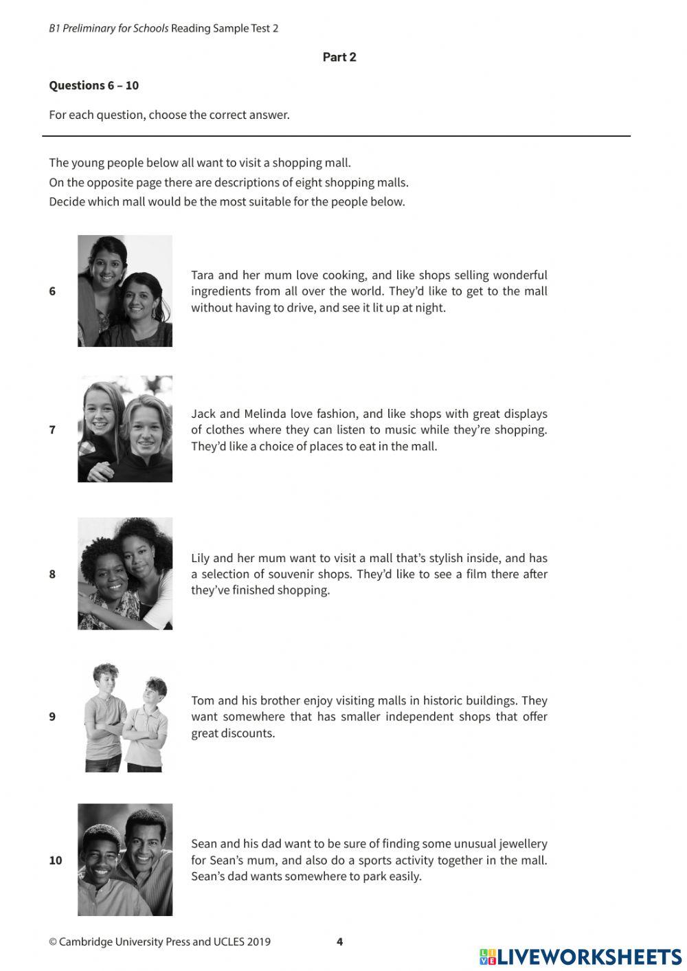 PET FS READING TEST 2 (PARTS 1-3)