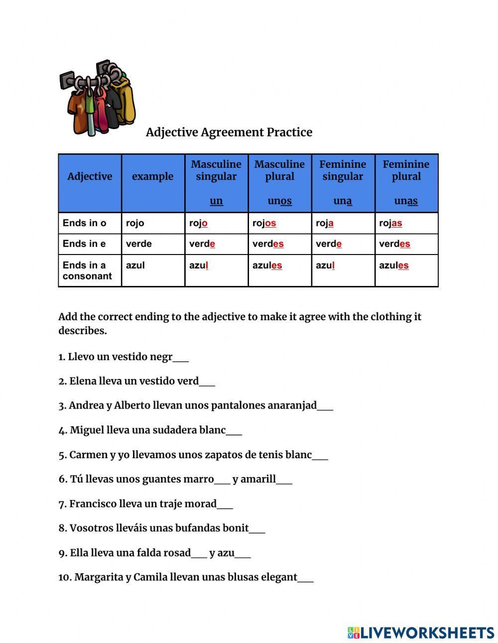 Mastering Adjective Agreement: The Indispensable Role of the Adjective Agreement Worksheet