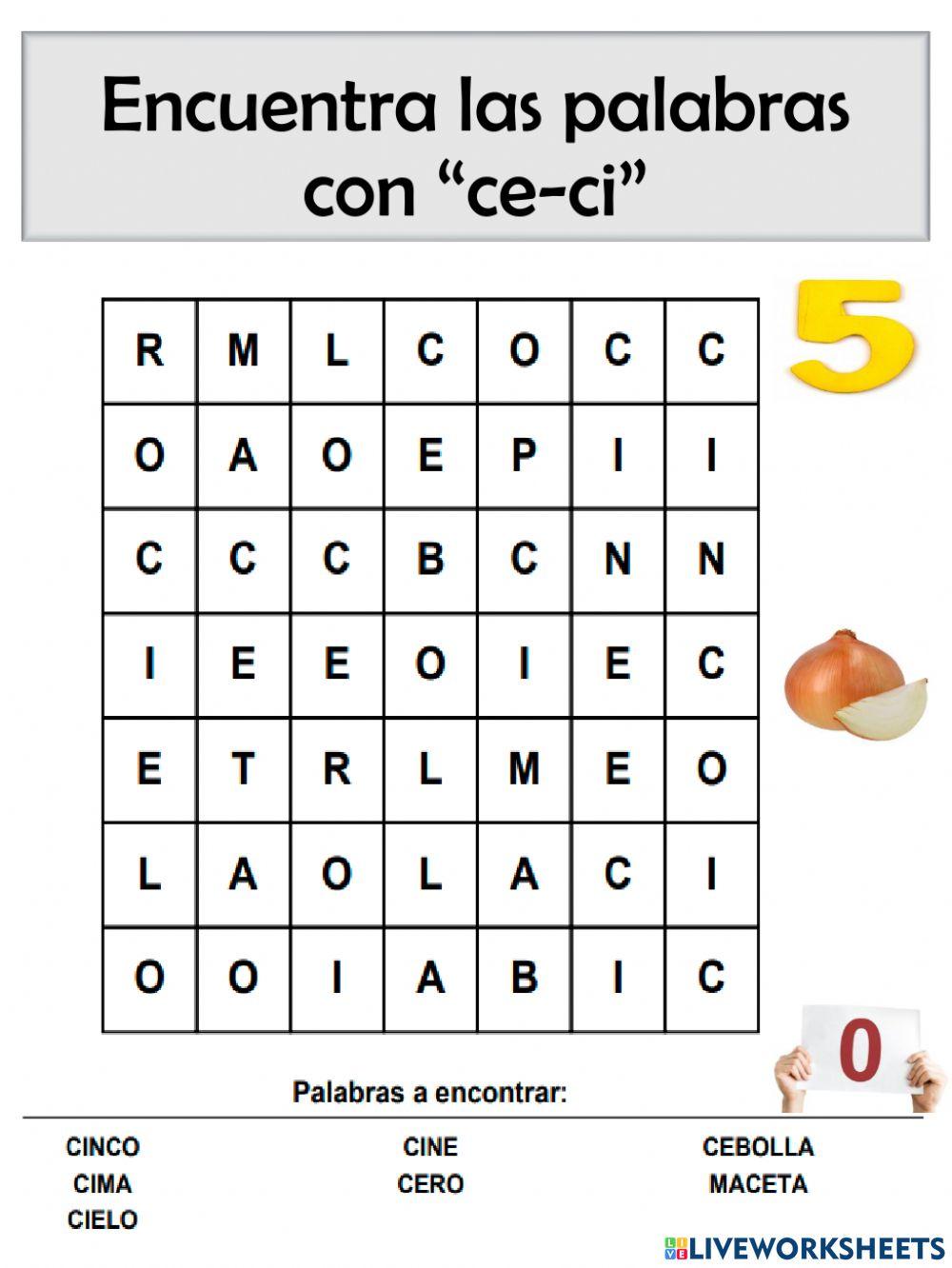 Busca palabras con ce-ci