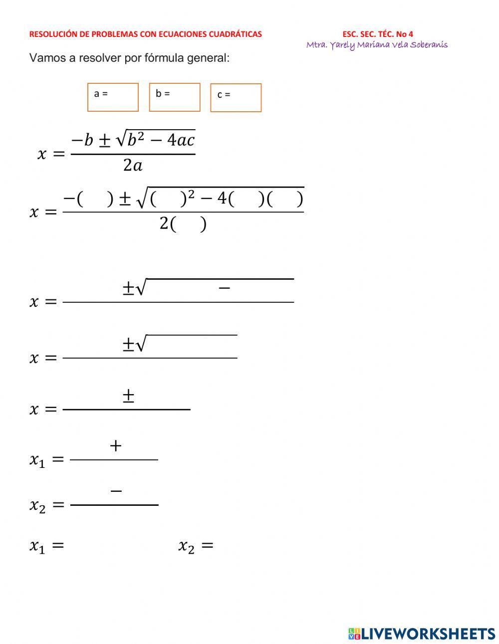 Problemas con ecuaciones cuadráticas