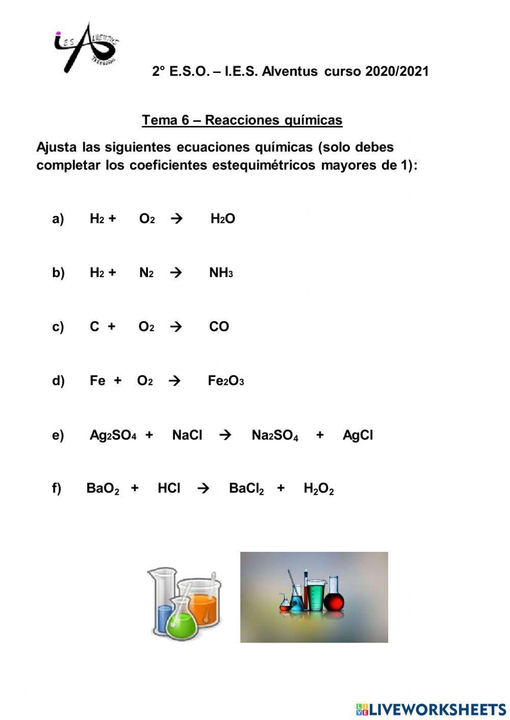 Ajustar ecuaciones químicas