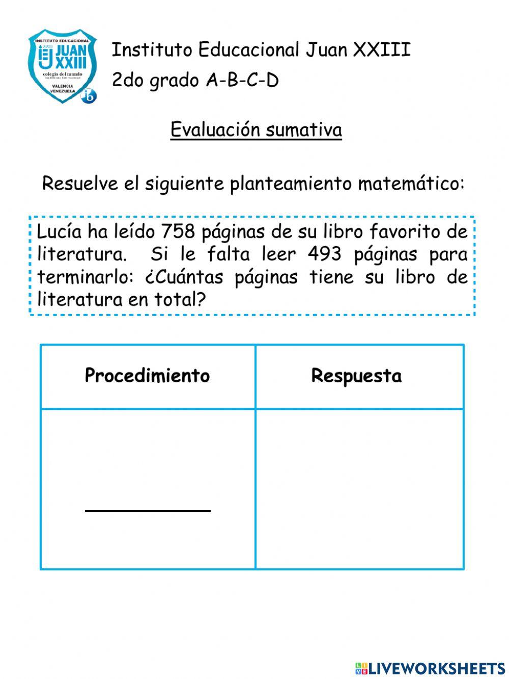 Planteamiento matemático