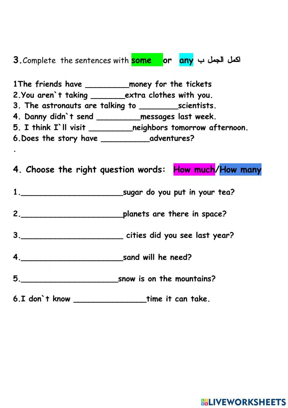 Count-Non count nouns  assignment