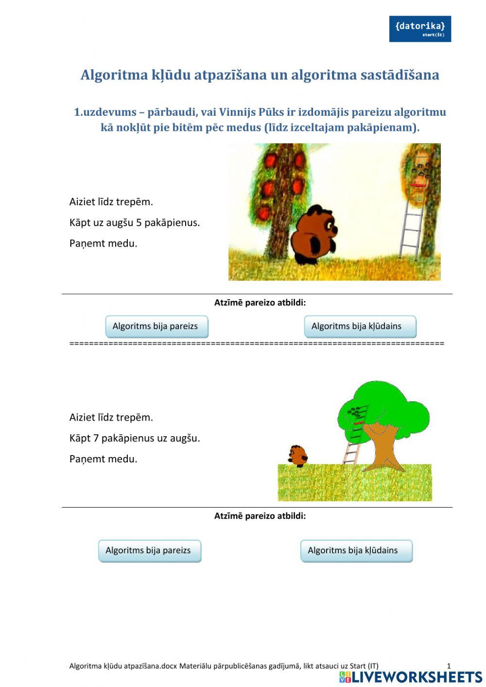 Algoritmi | Inese | Live Worksheets