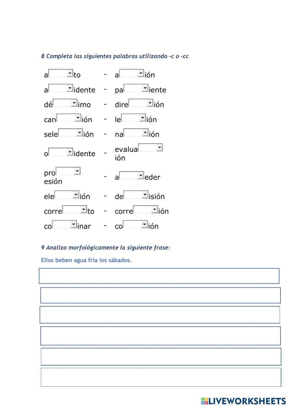 Examen de lengua 5ºa unidad 5