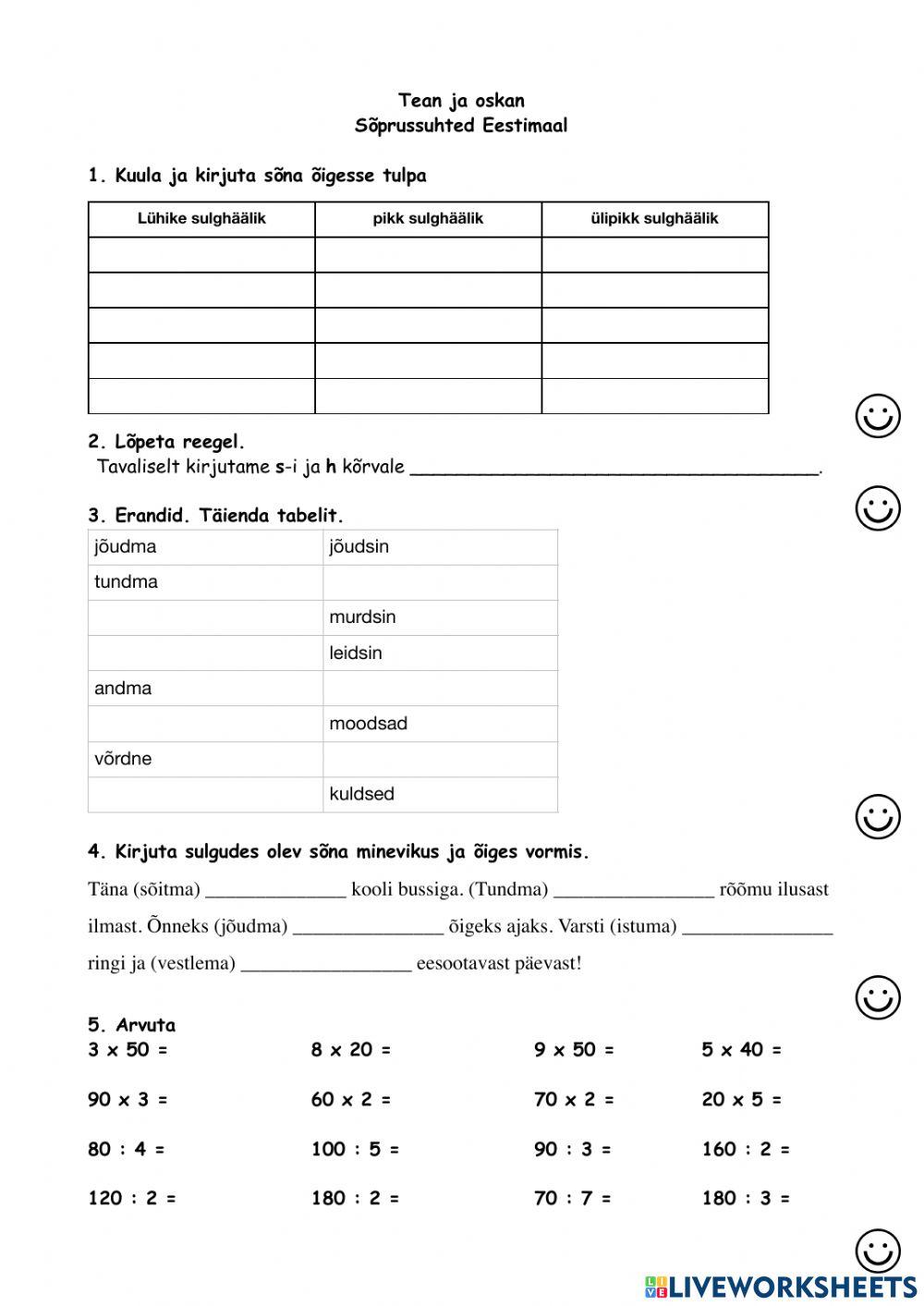 Tean ja oskan, sõprussuhted Eestimaal