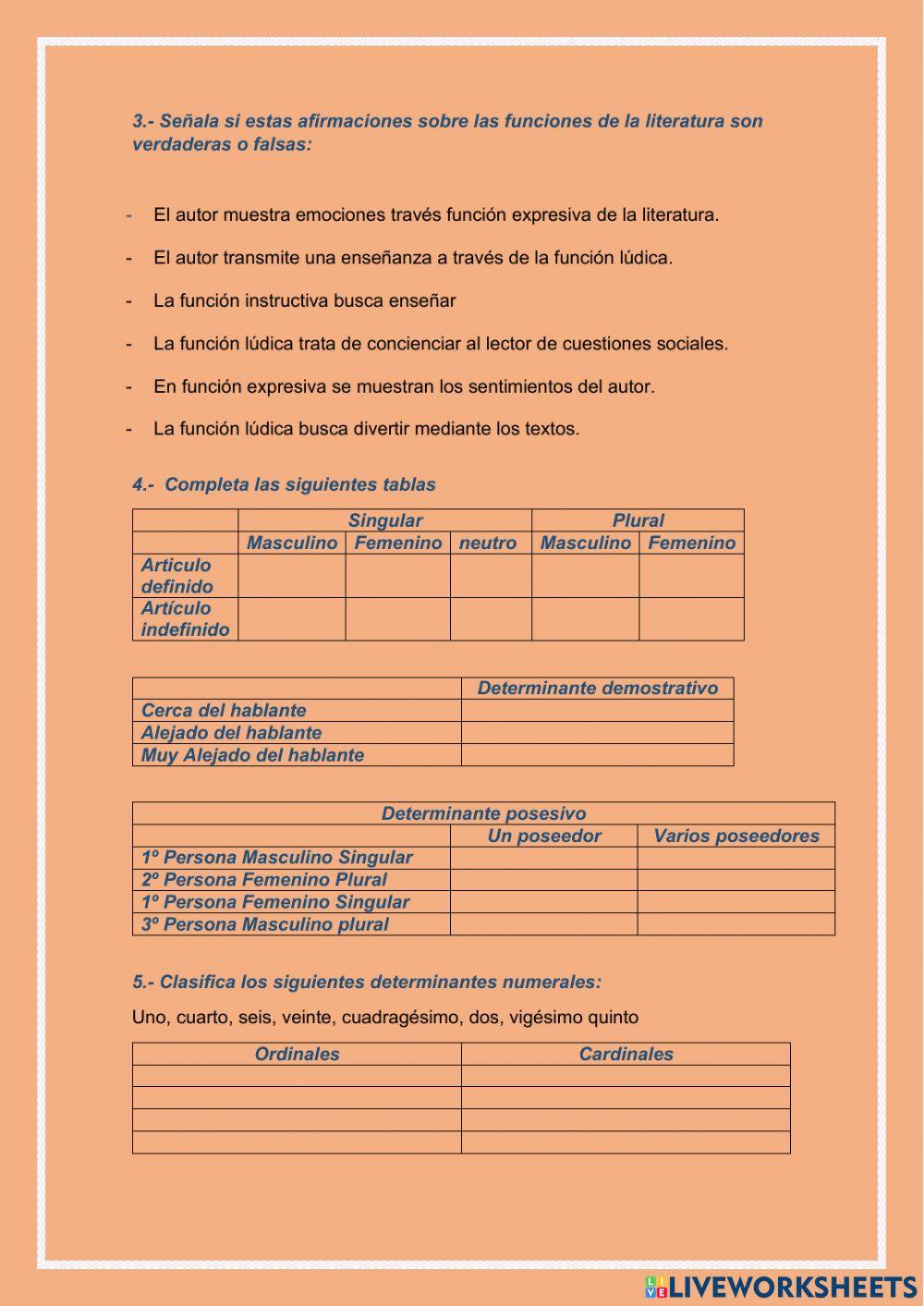 Familia léxica, determinantes Familia léxica, determinantes