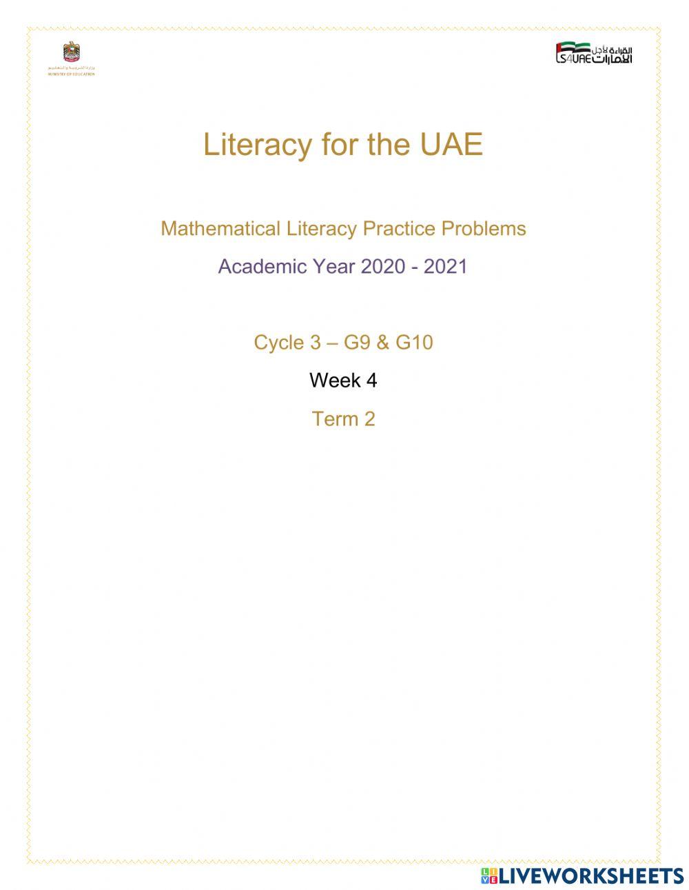 Mathematical Literacy Week 4 worksheet Live Worksheets