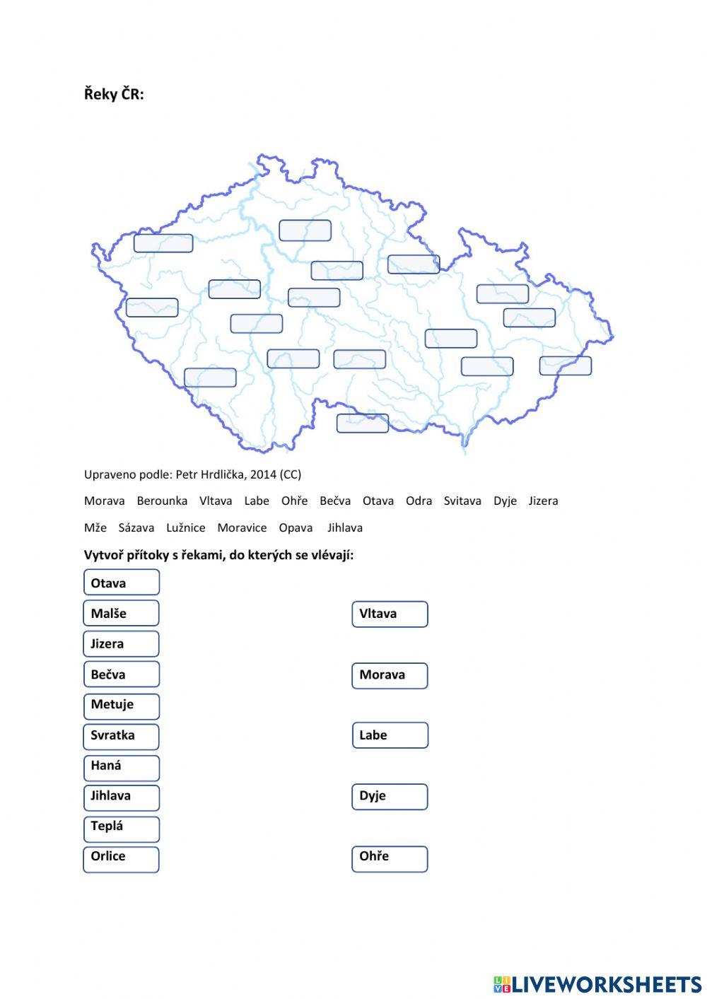 Mapa ČR - řeky