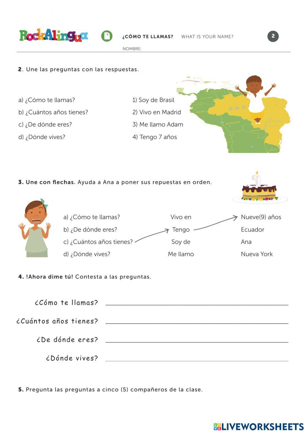 Como Te Llamas Worksheet