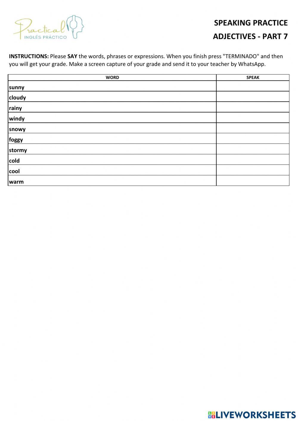 Speaking practice - adjectives - part 7