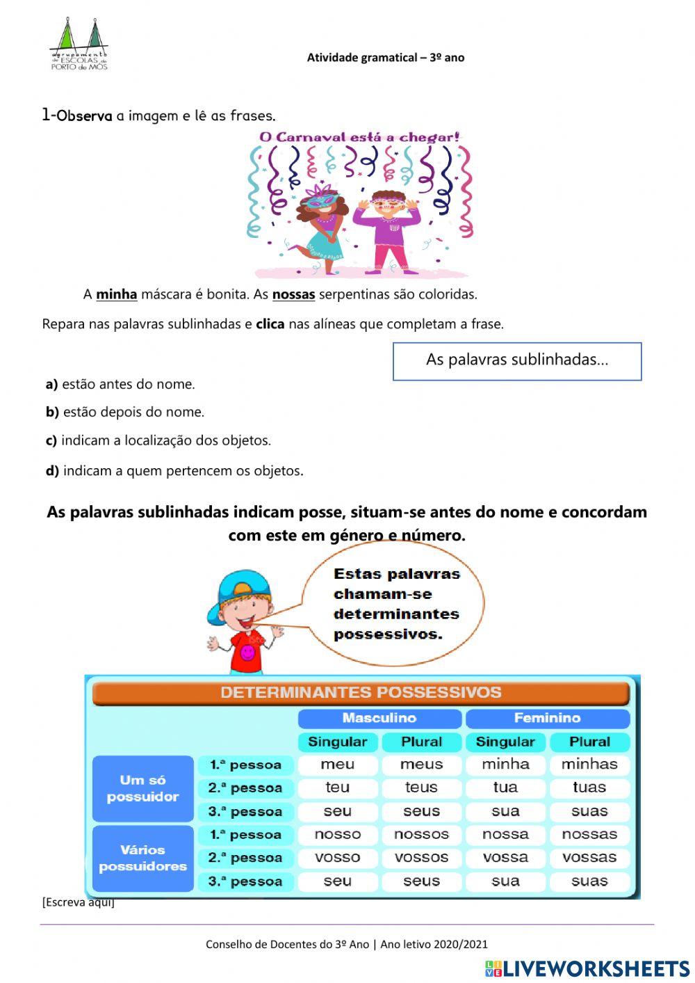 Determinantes possessivos