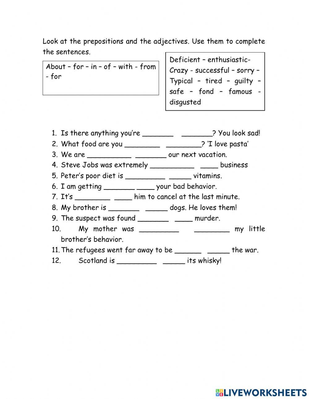 Adjectives with free interactive worksheets 6416530