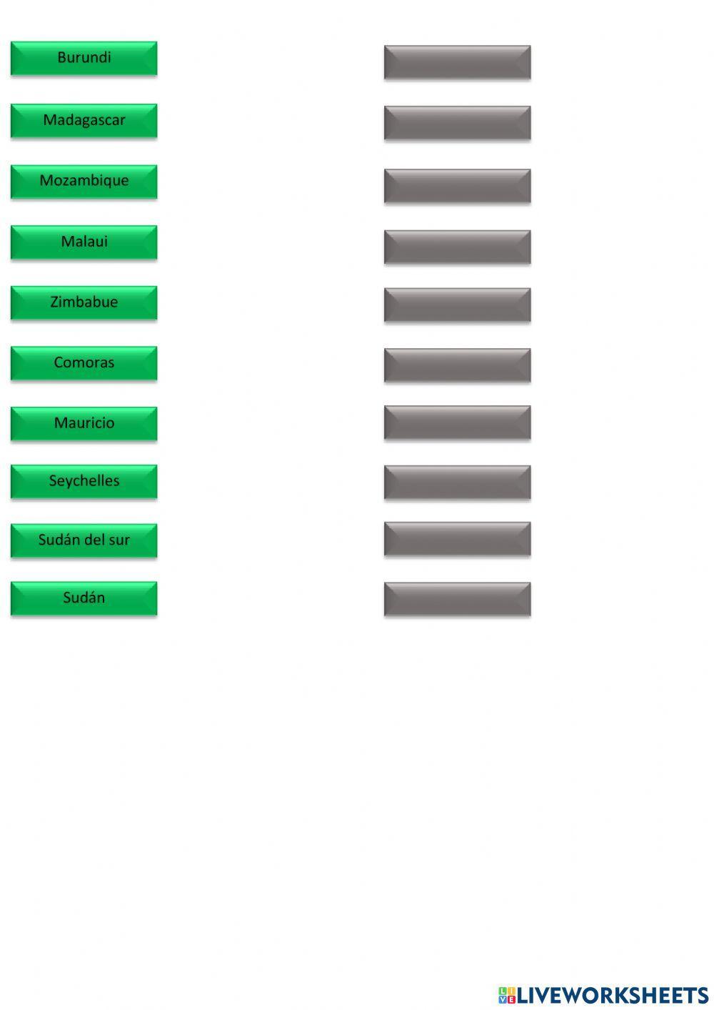 Países y Capitales de Africa Sptentrional y Oriental 9no