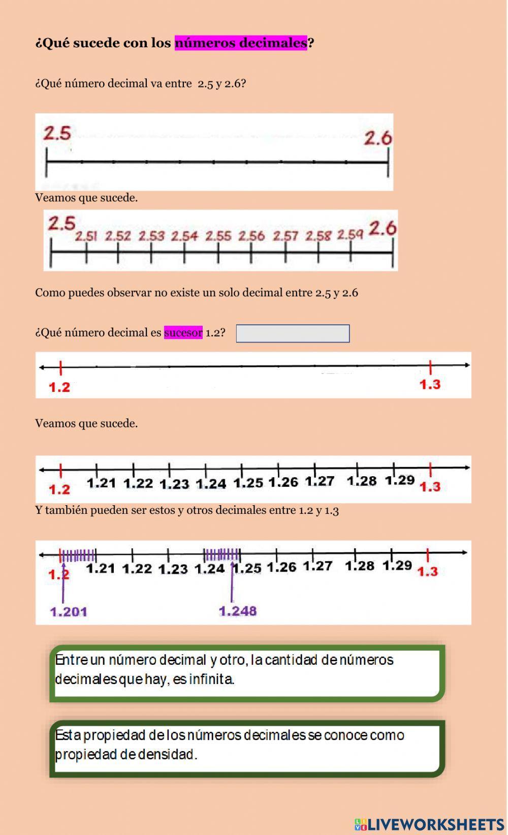 Propiedad de densidad en los números decimales