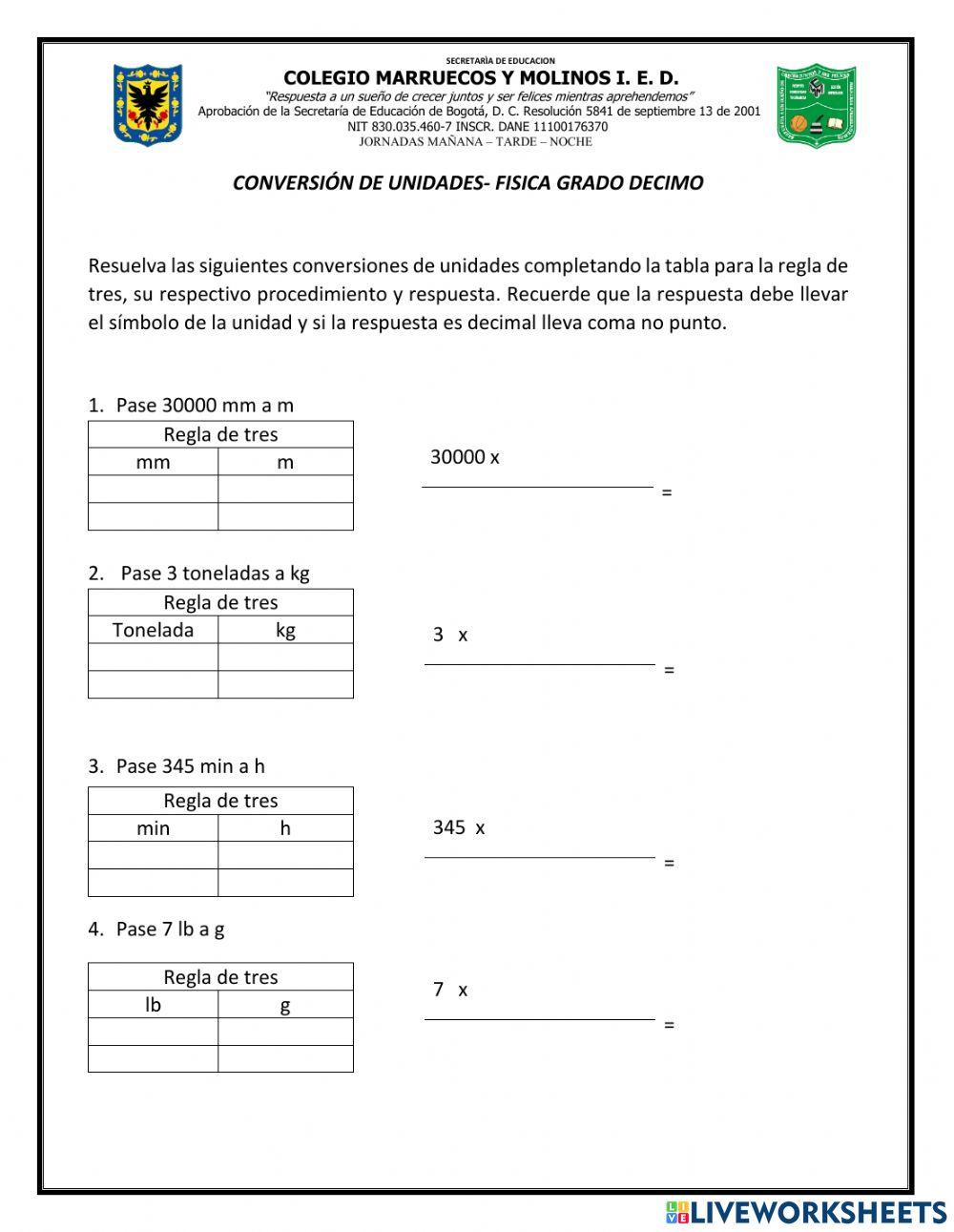 Conversión de unidades