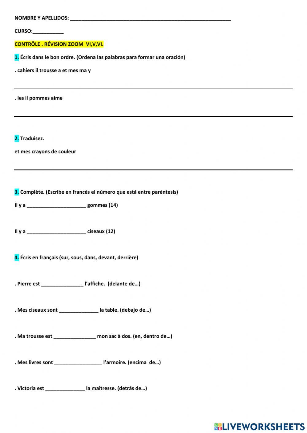 Ex. rév.zoom IV, V, VI