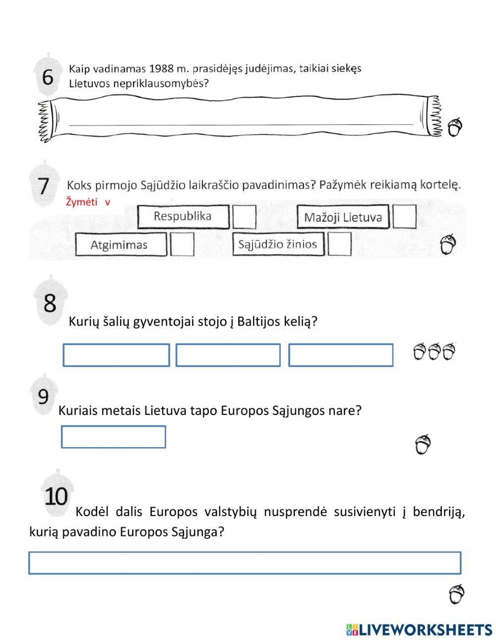 Pasaulio pažinimo tstas Nr. 6