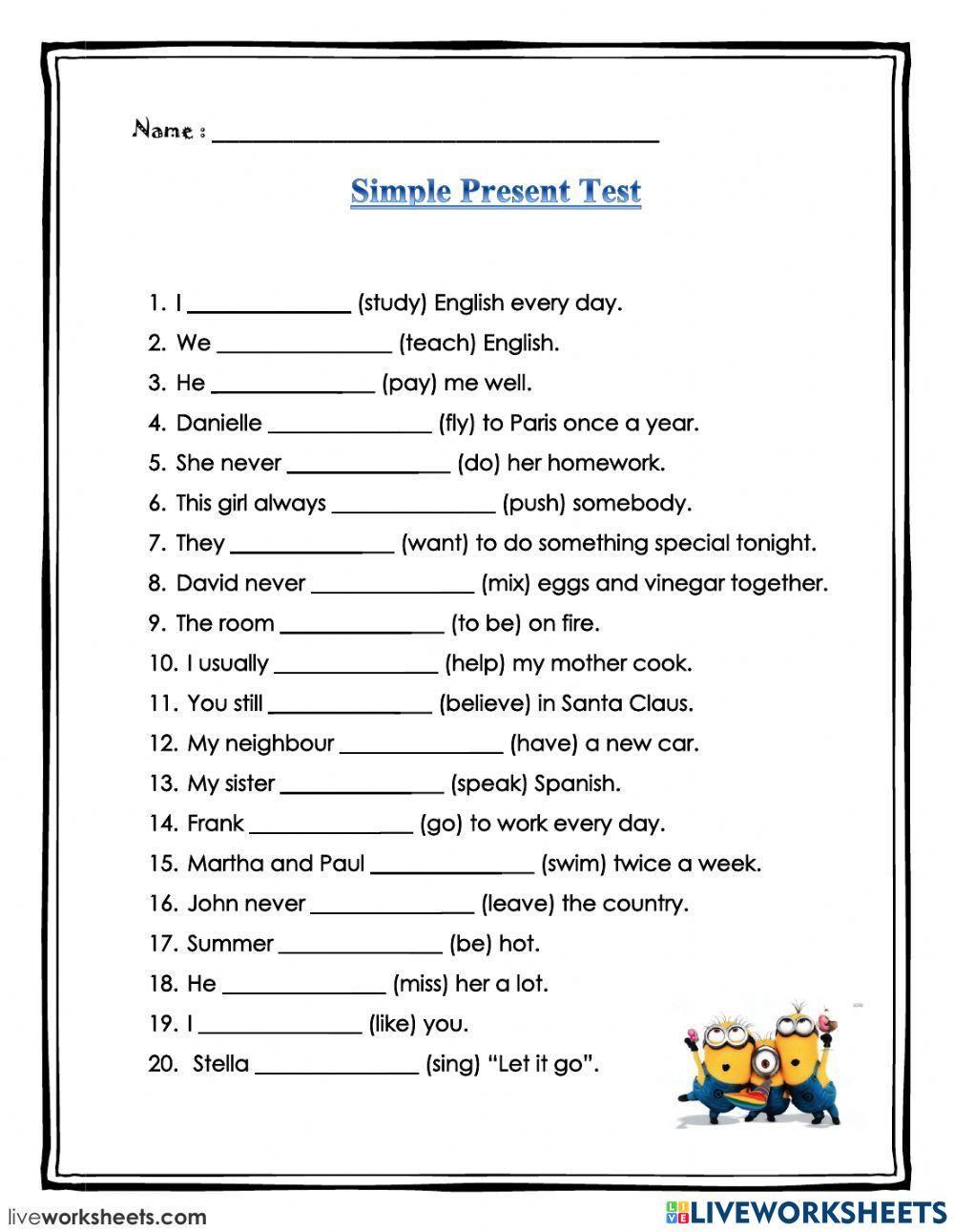 Simple Present Tense  Examples, Use & Worksheet