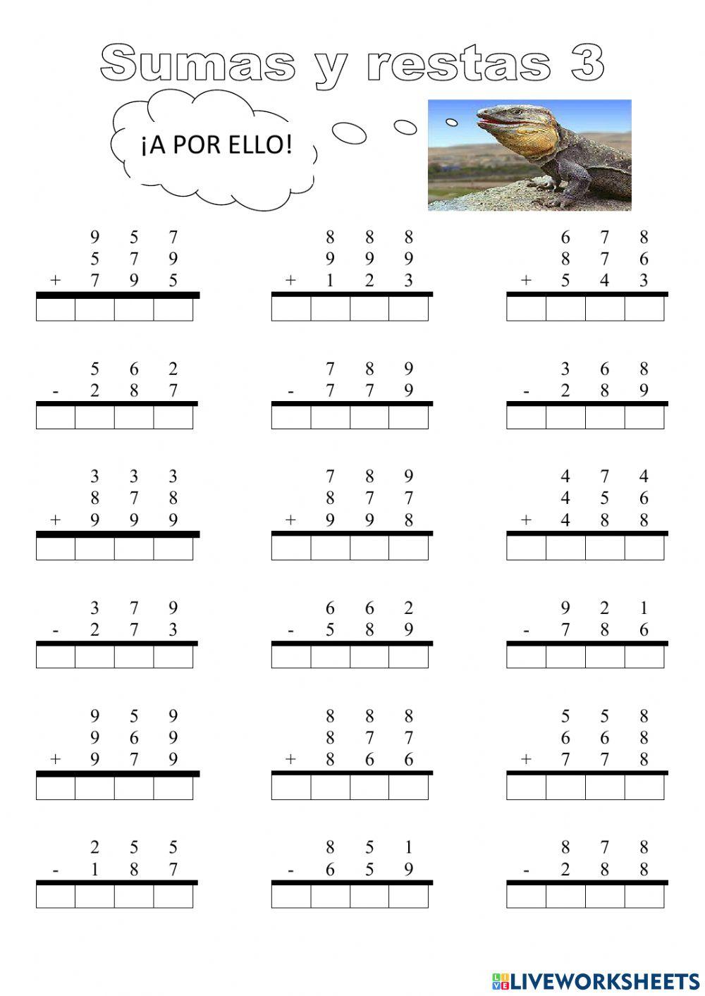 Sumas y restas con llevadas