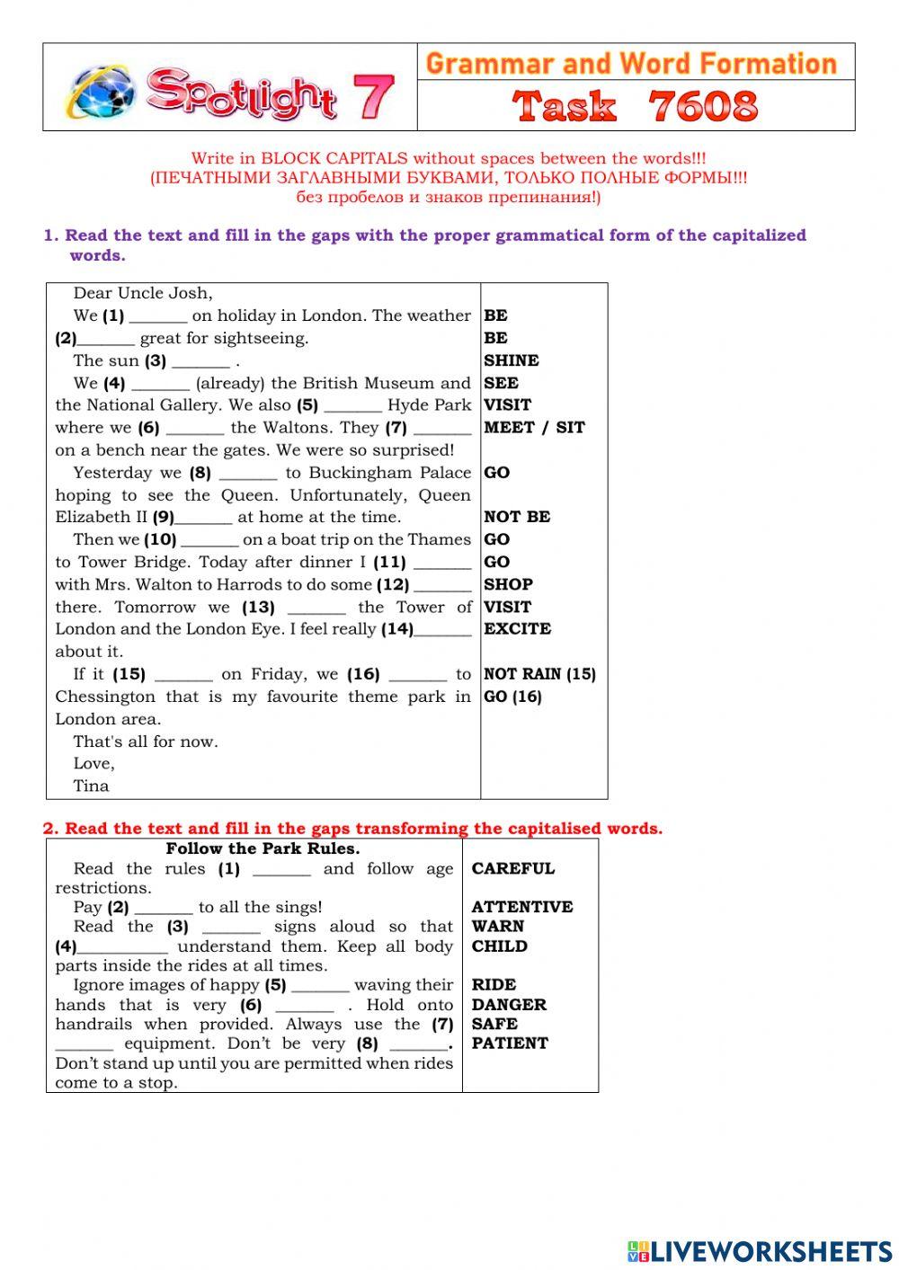 Spotlight 7 Task 7608