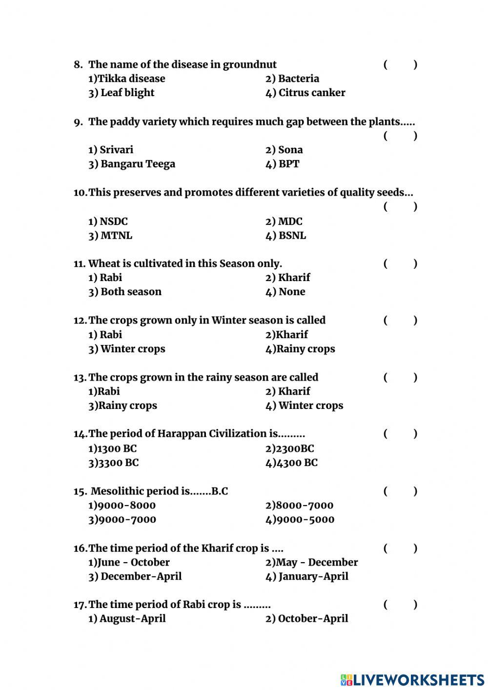 17. Reproduction of food from plants