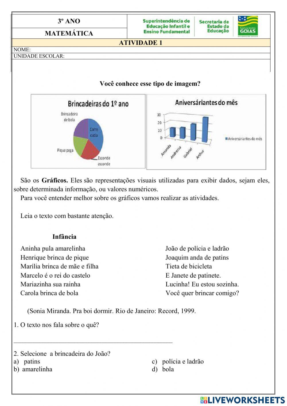 Atividade de Matemática