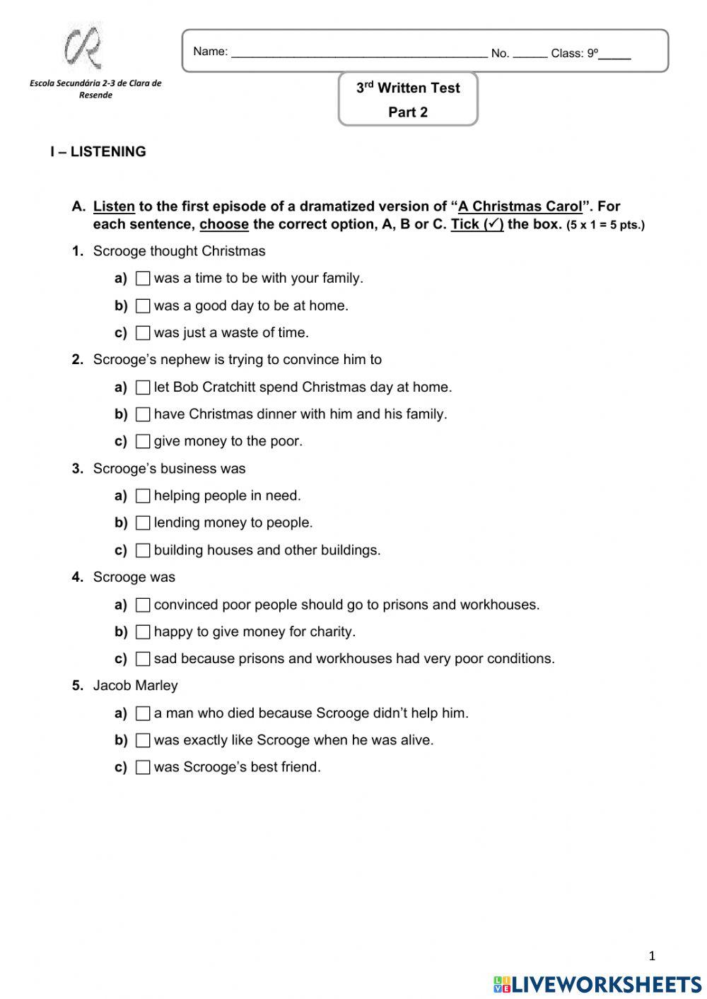 Listening -a christmas carol-