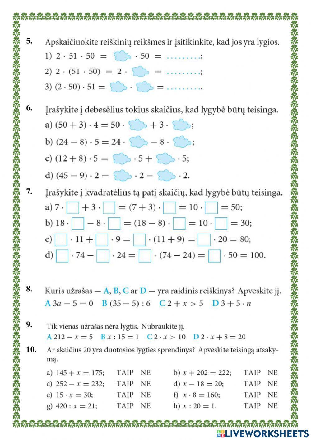 Reiškiniai ir lygtys
