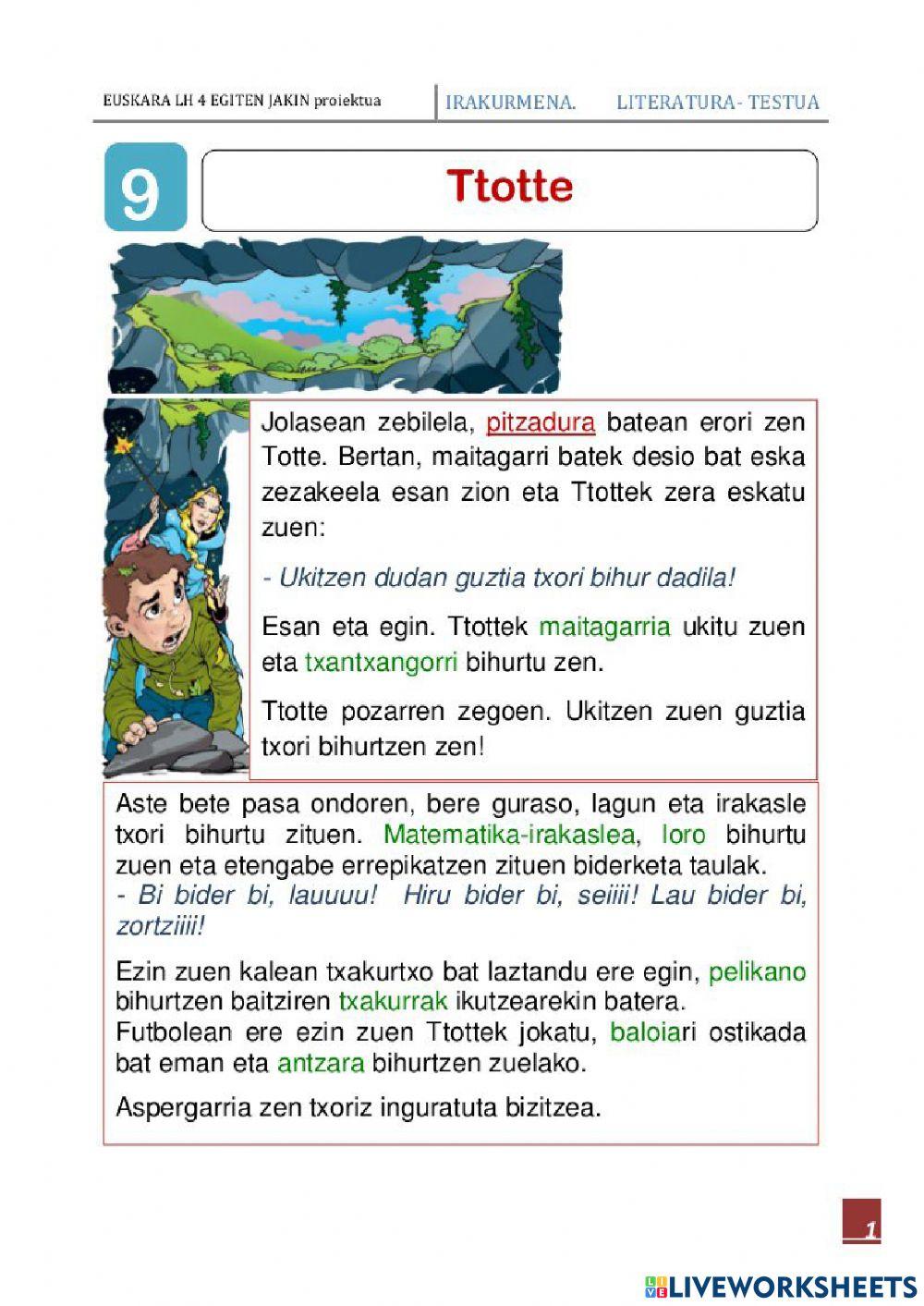 Ttotte irakurketa Ttotte irakurketa