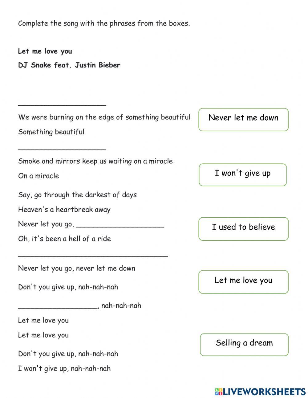 Let me love you Song